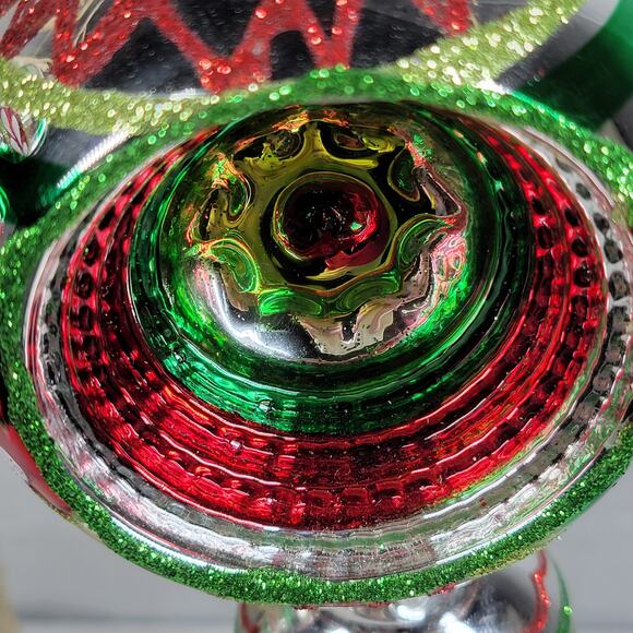 VTG Radko Shiny Brite 40s Finial Indent Reflector Glass Ornaments Hand Decorated - Picture 8 of 16